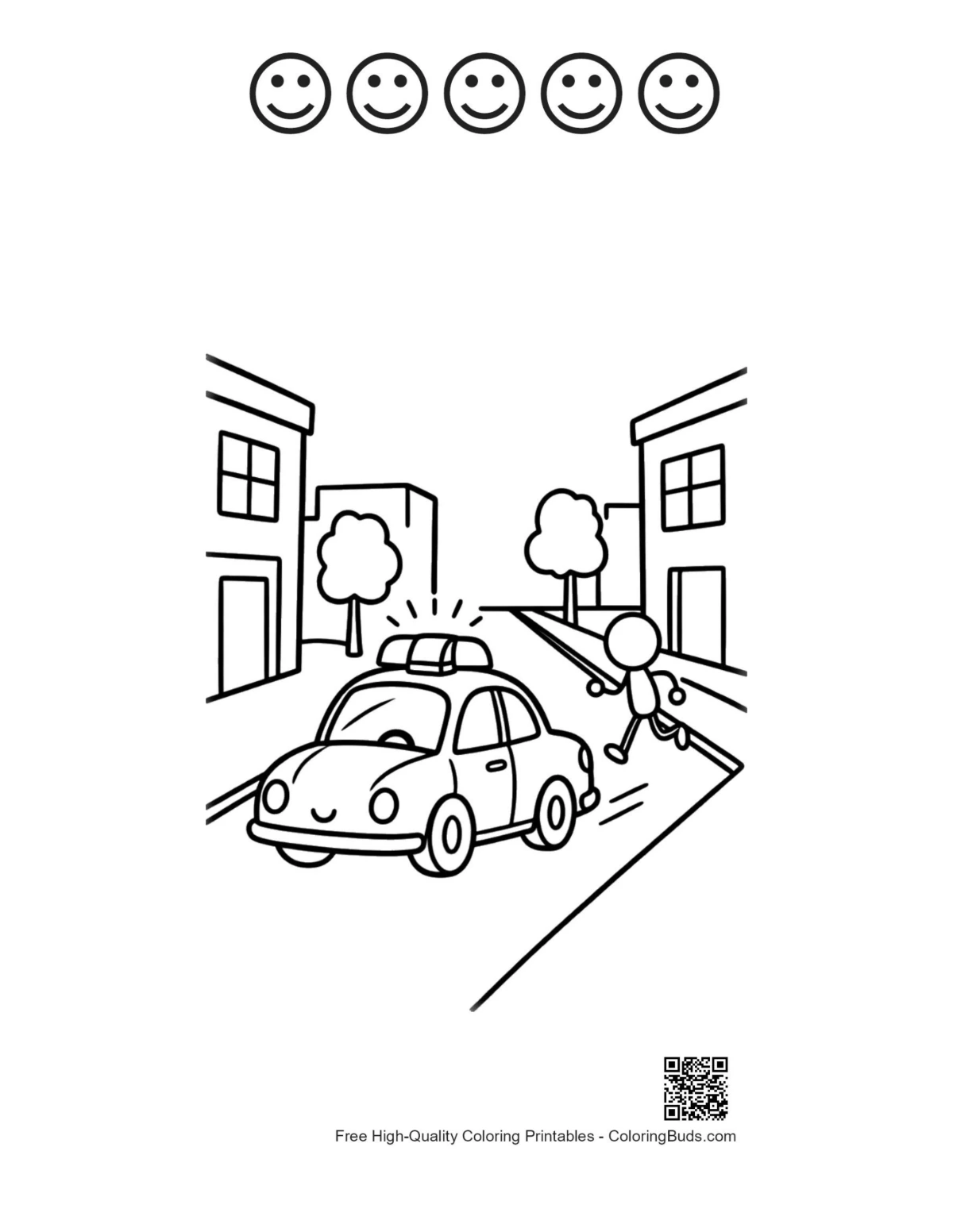 Police cruiser printable 5 happy face outlines