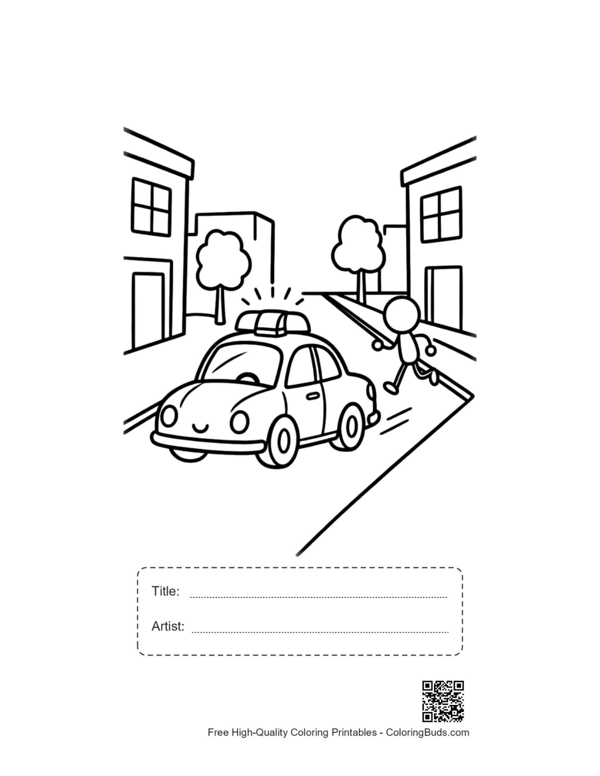 Police cruiser street printable with title artist box