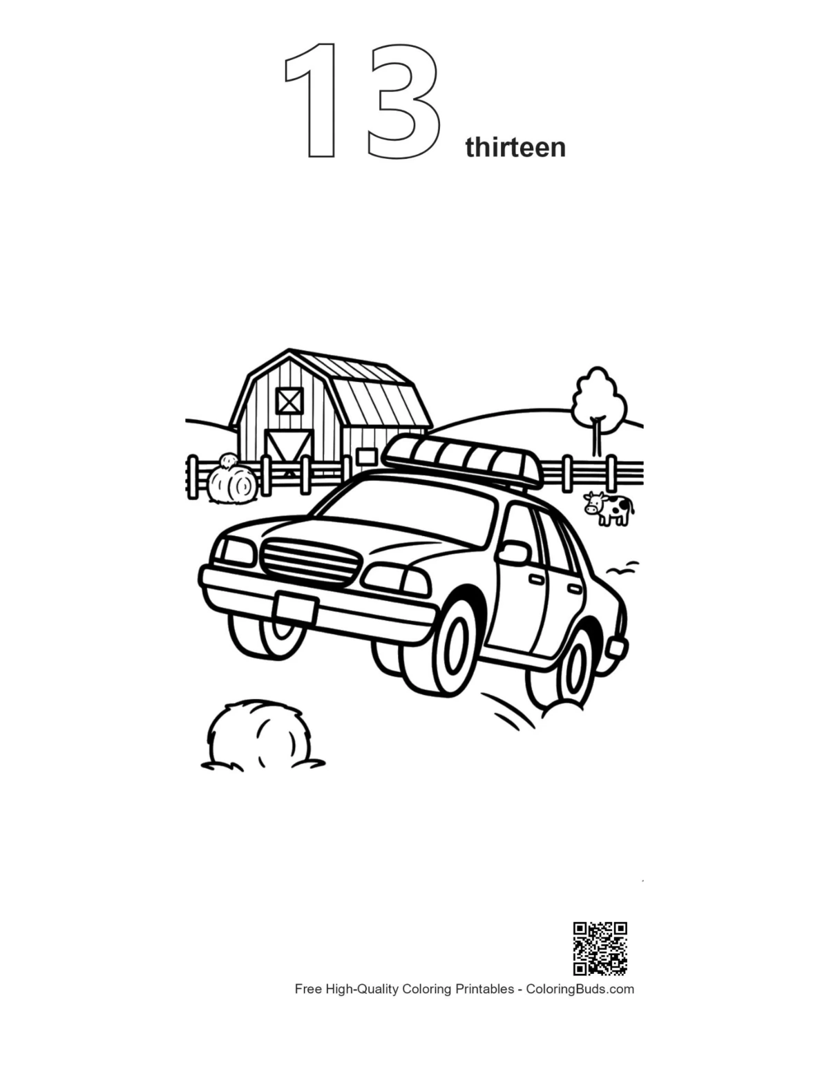 Police cruiser emergency outline #13 coloring sheet