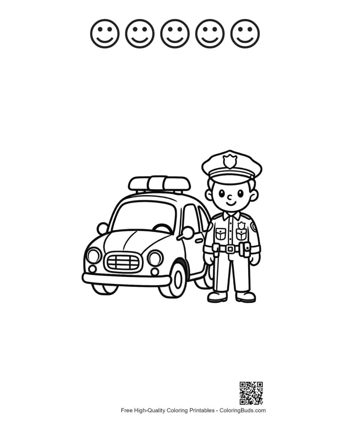 Officer cruiser printable with happy faces