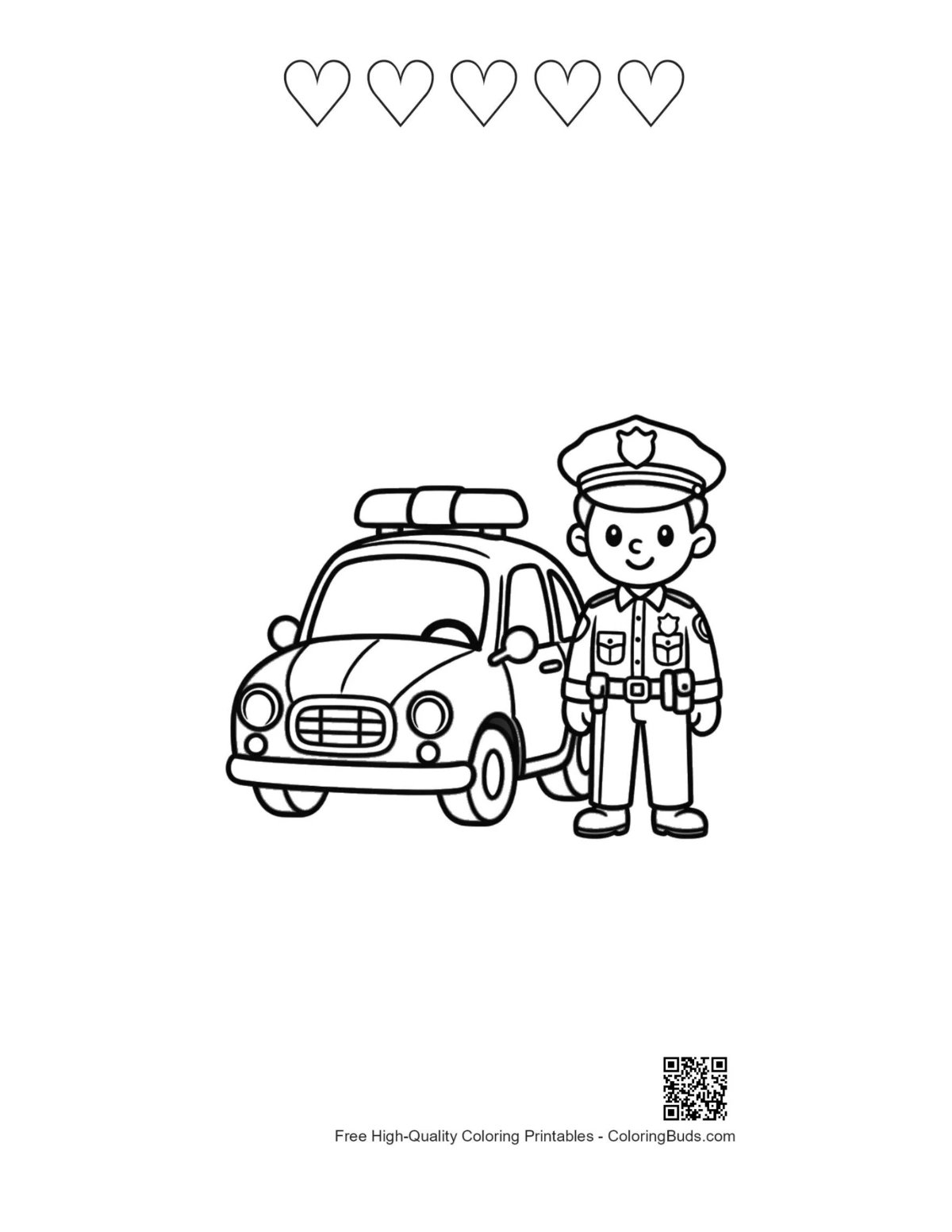 Police cruiser sheet with heart outlines