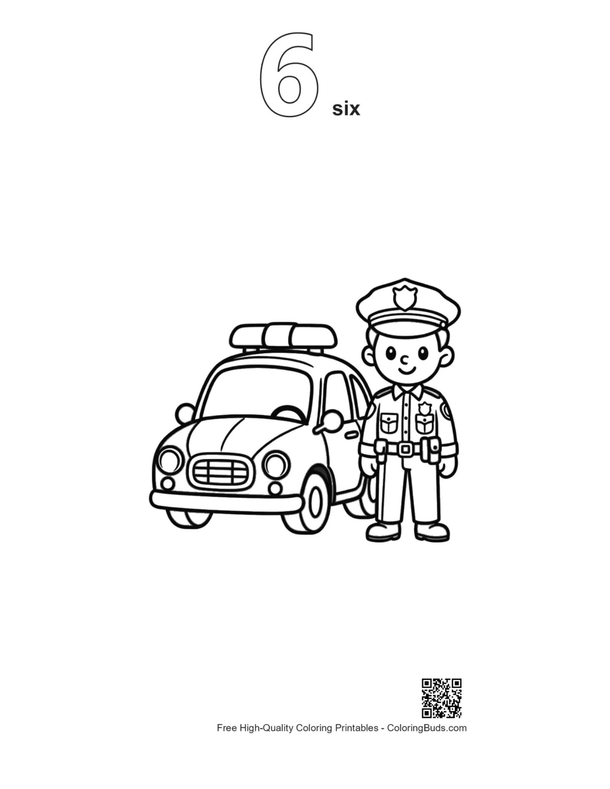Outlined police officer cruiser printable #6