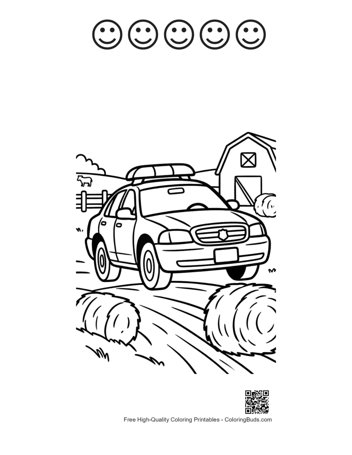 Police cruiser hay bales 5 happy face outline sheet