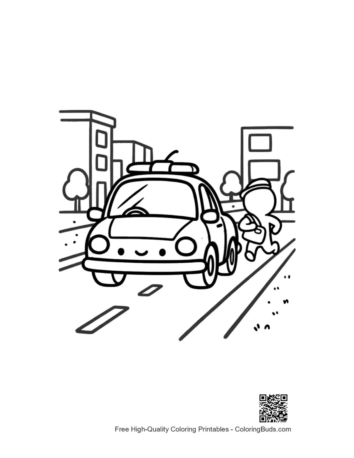 Sleek police interceptor city road coloring printable
