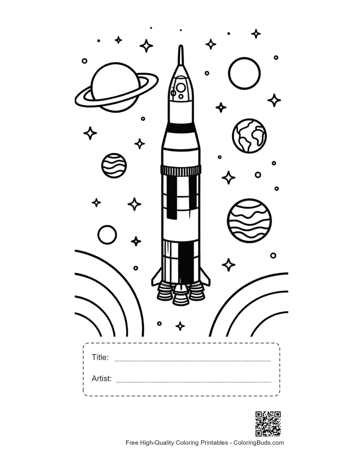 Easy Saturn V printable with title box
