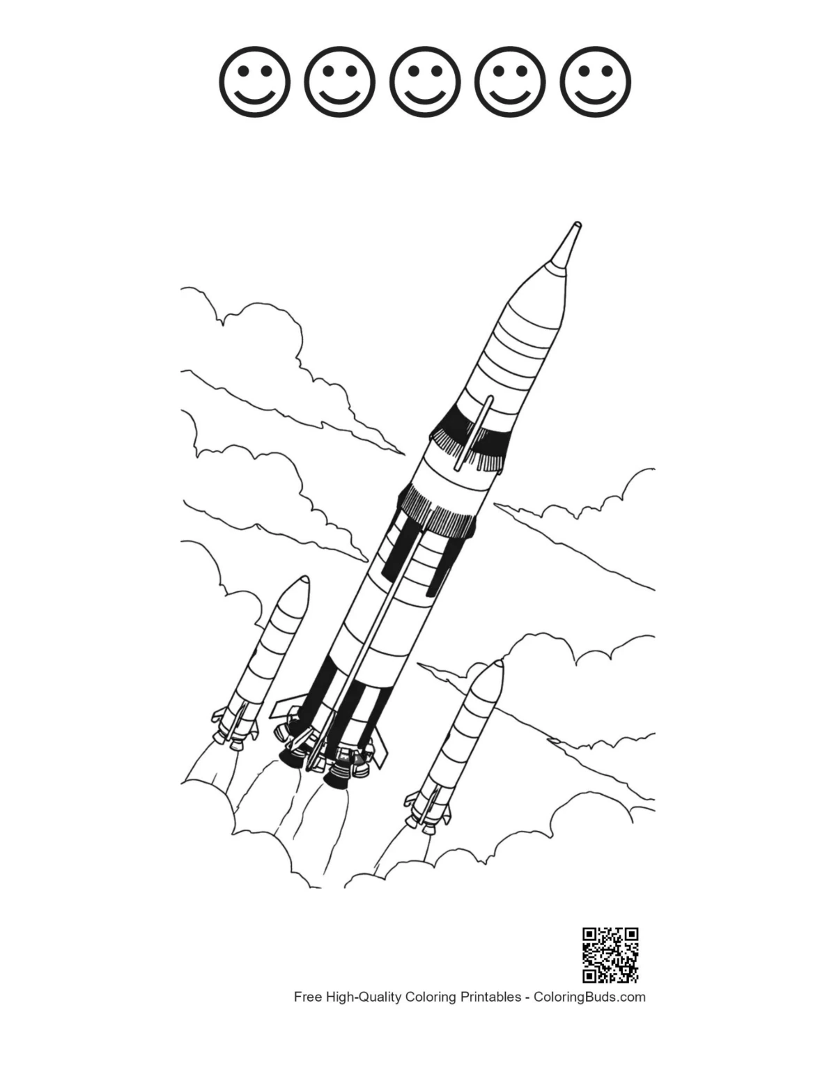 Saturn V rocket happy faces coloring