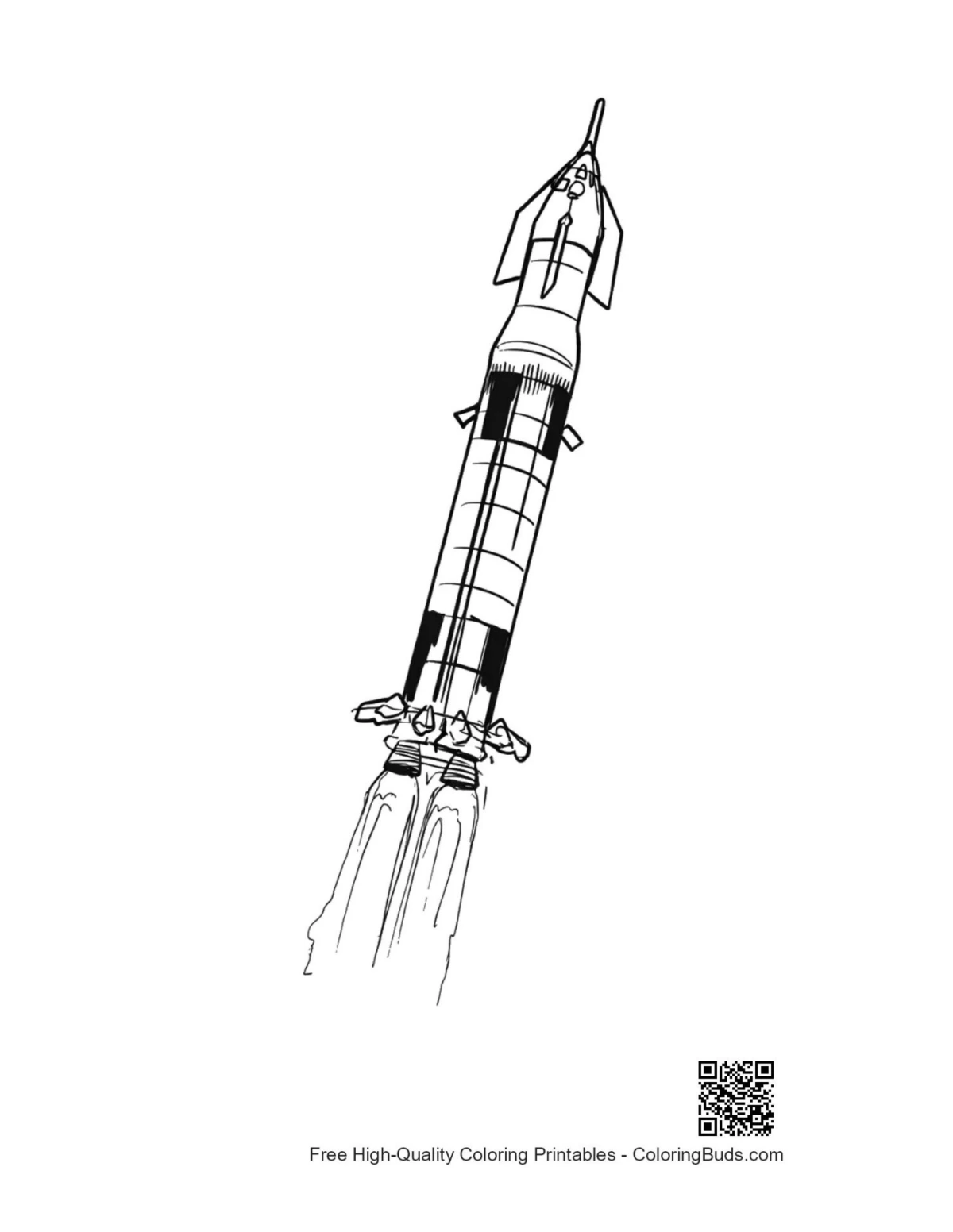 Ausmalbild zum Start der Saturn V-Rakete