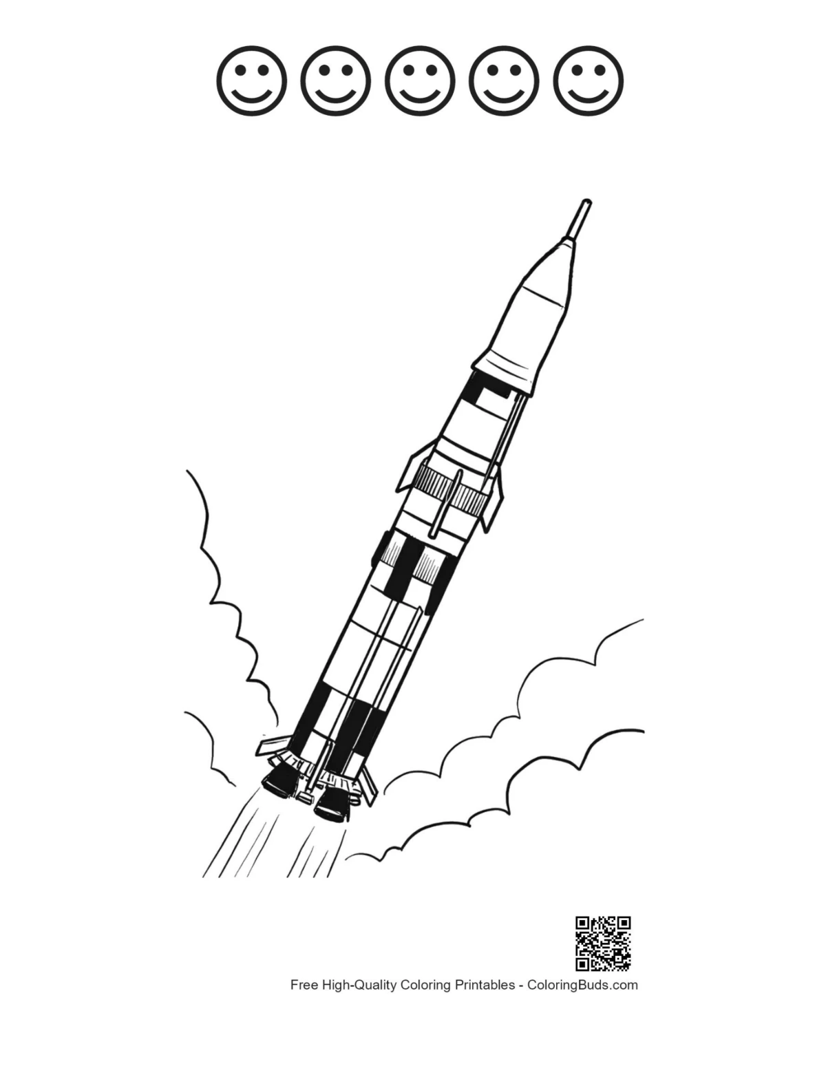 Saturn V sheet with 5 happy faces