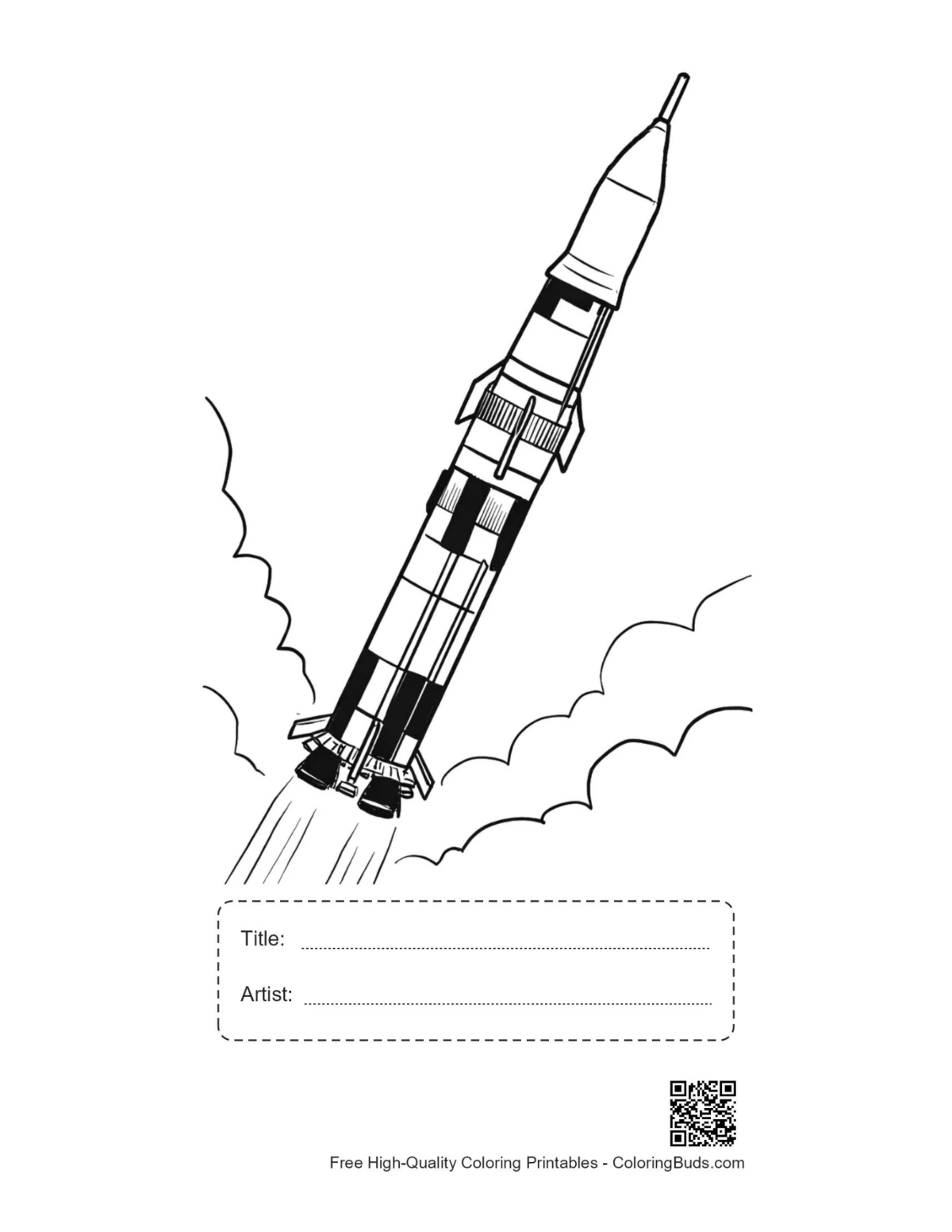 Printable Saturn V launching sheet with title box
