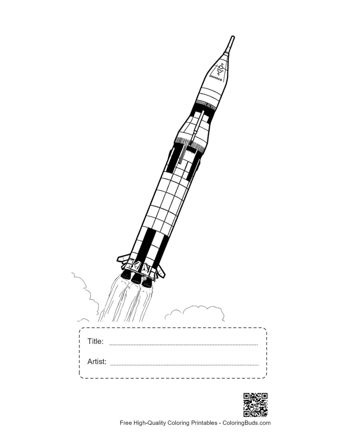 Saturn V printable with title artist box