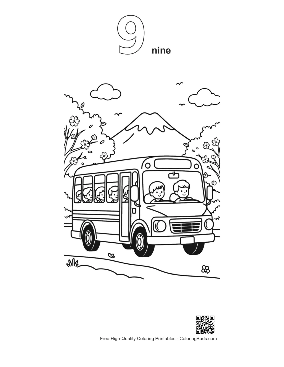 Yellow bus valley outline with number 9