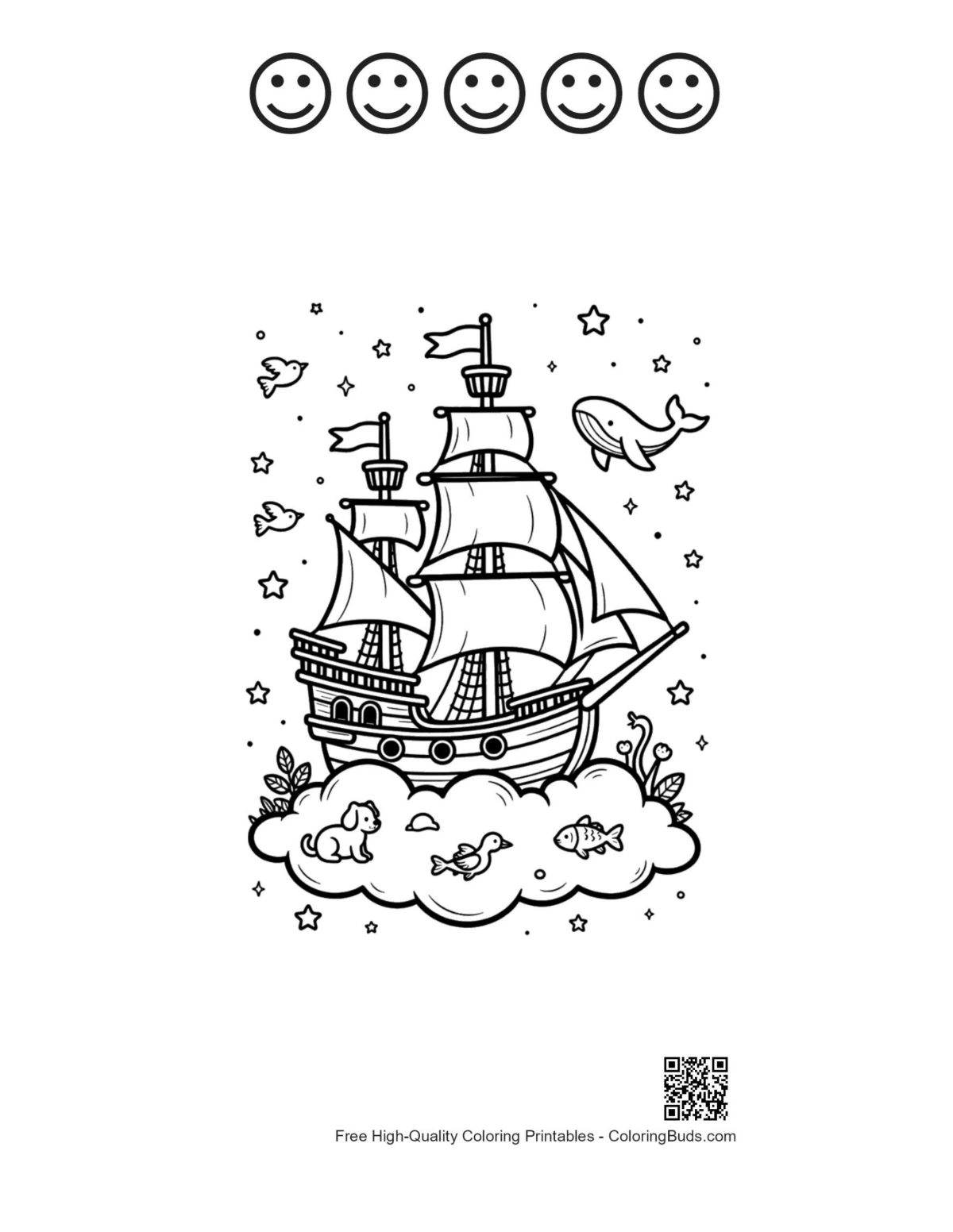 Cosmic pirate 5 happy face outlines printable