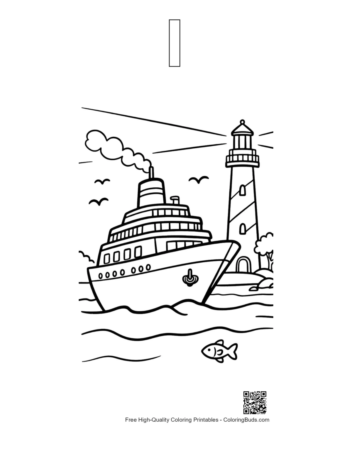 Cruise ship lighthouse outline with letter I