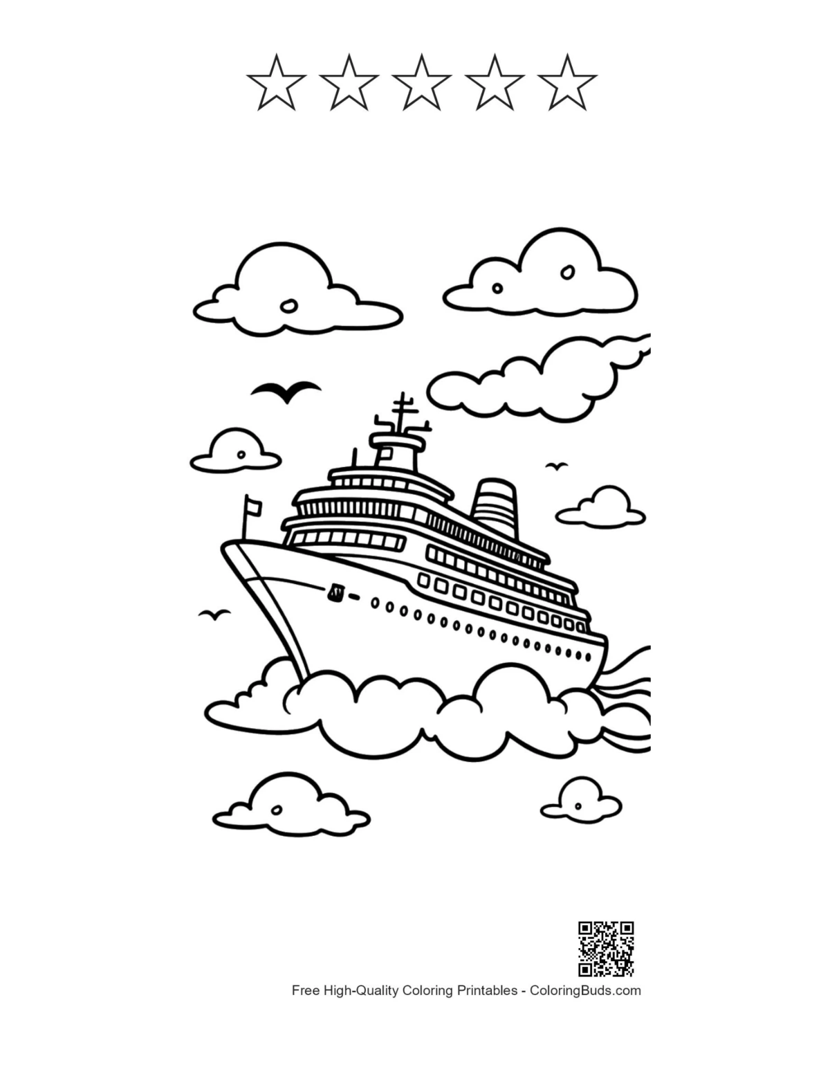 Cruise ship printable with 5 star outlines free