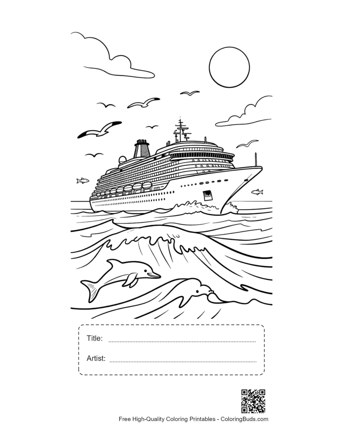 Cute cruise ship printable with title box