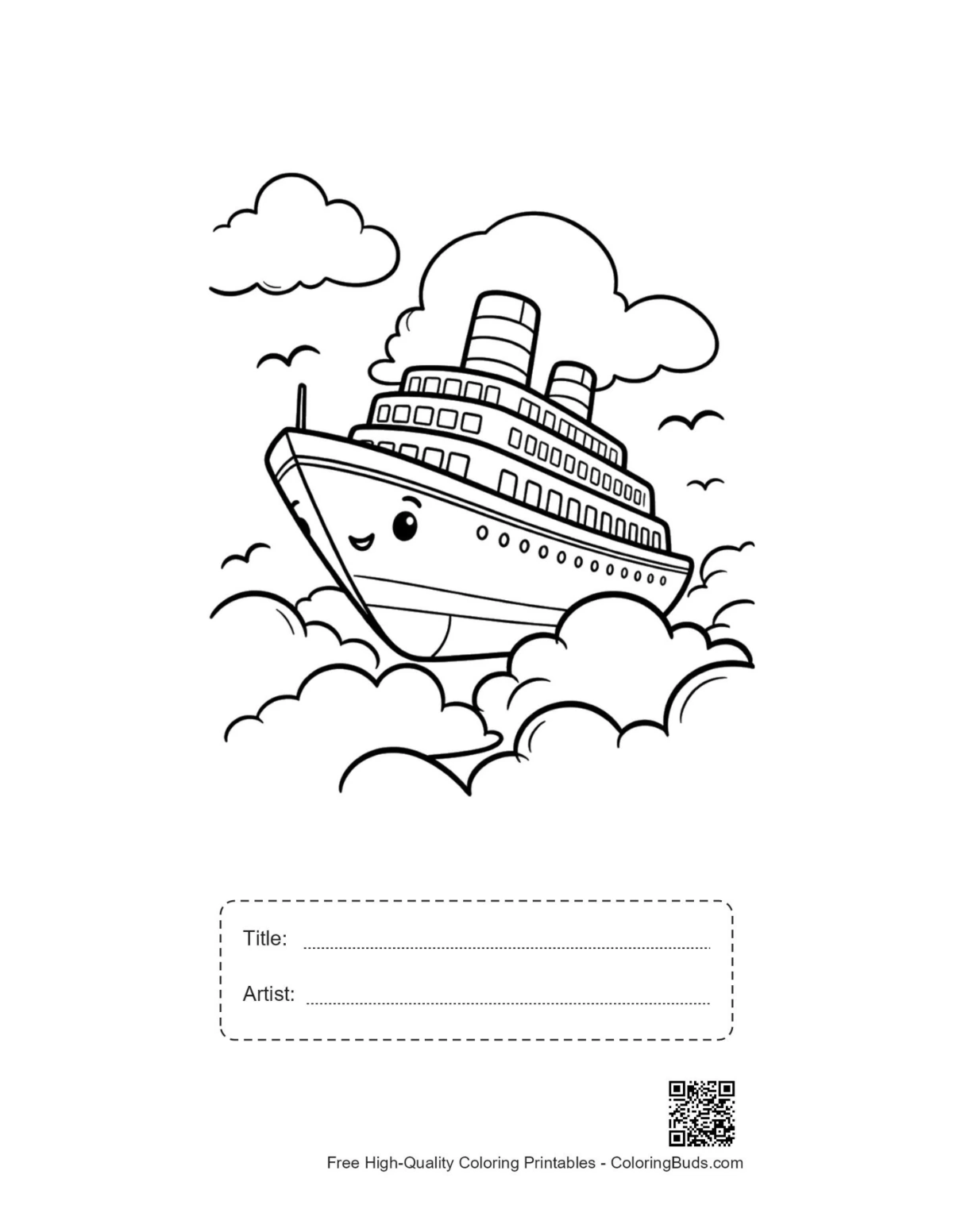Dreamy cruise ship printable with title artist box
