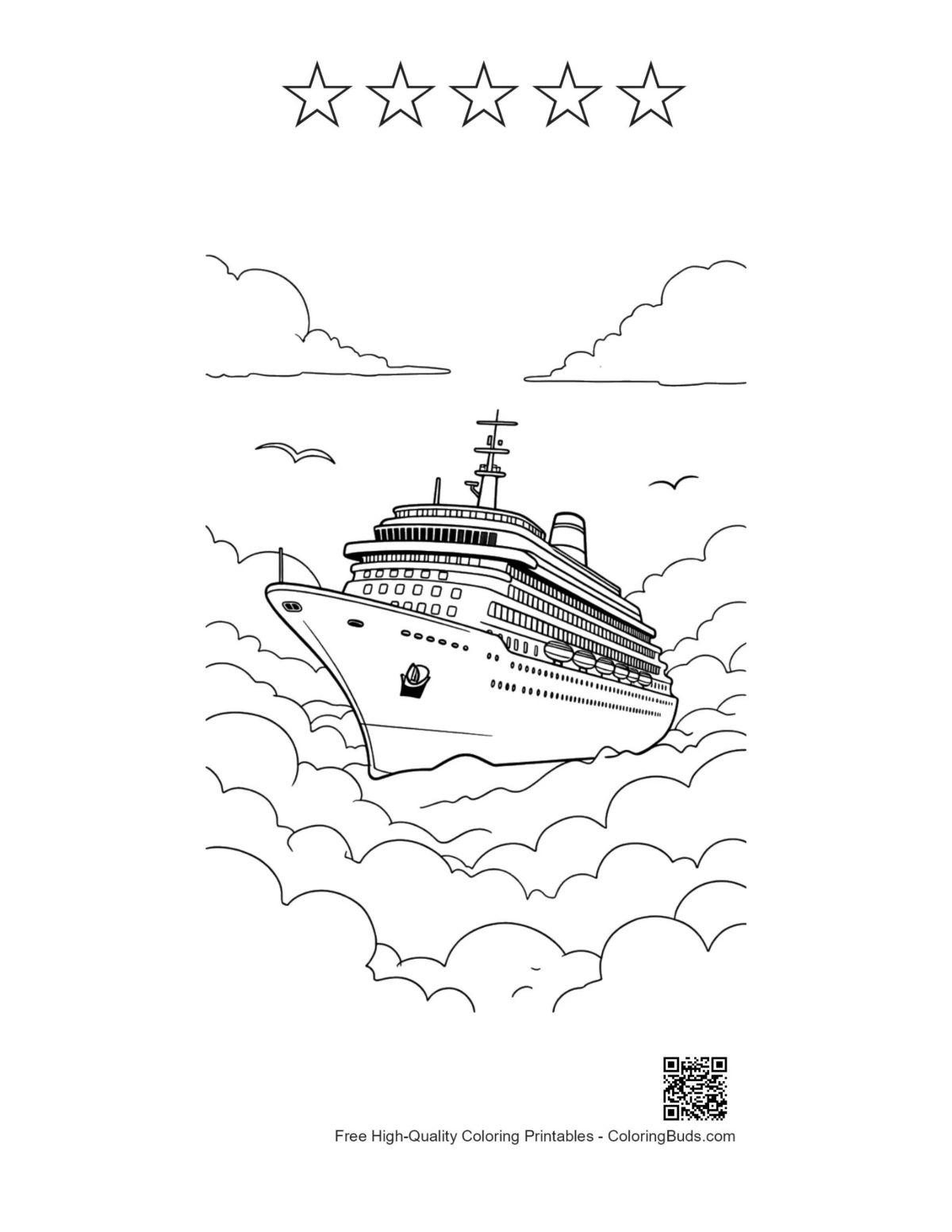Fantasy sky cruise printable with 5 star outlines
