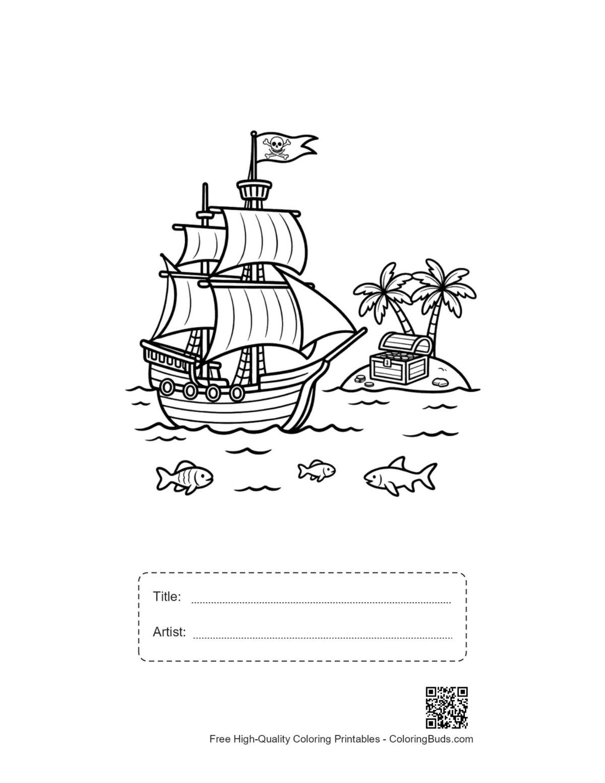 Pirate ship printable with title artist box