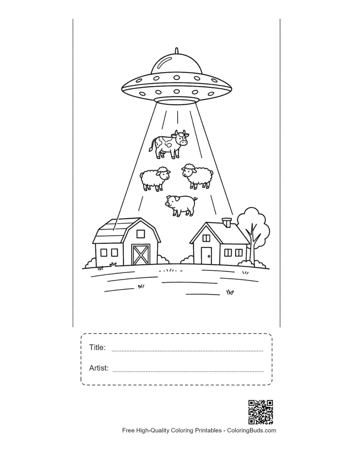 UFO sheep printable with title artist box