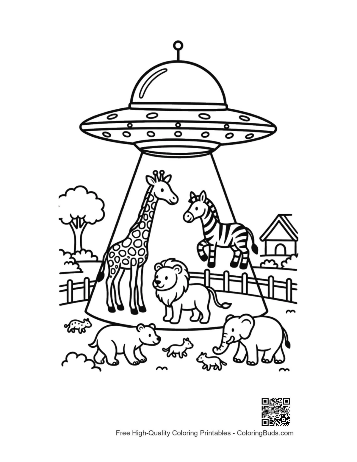 Cute UFO printable coloring page