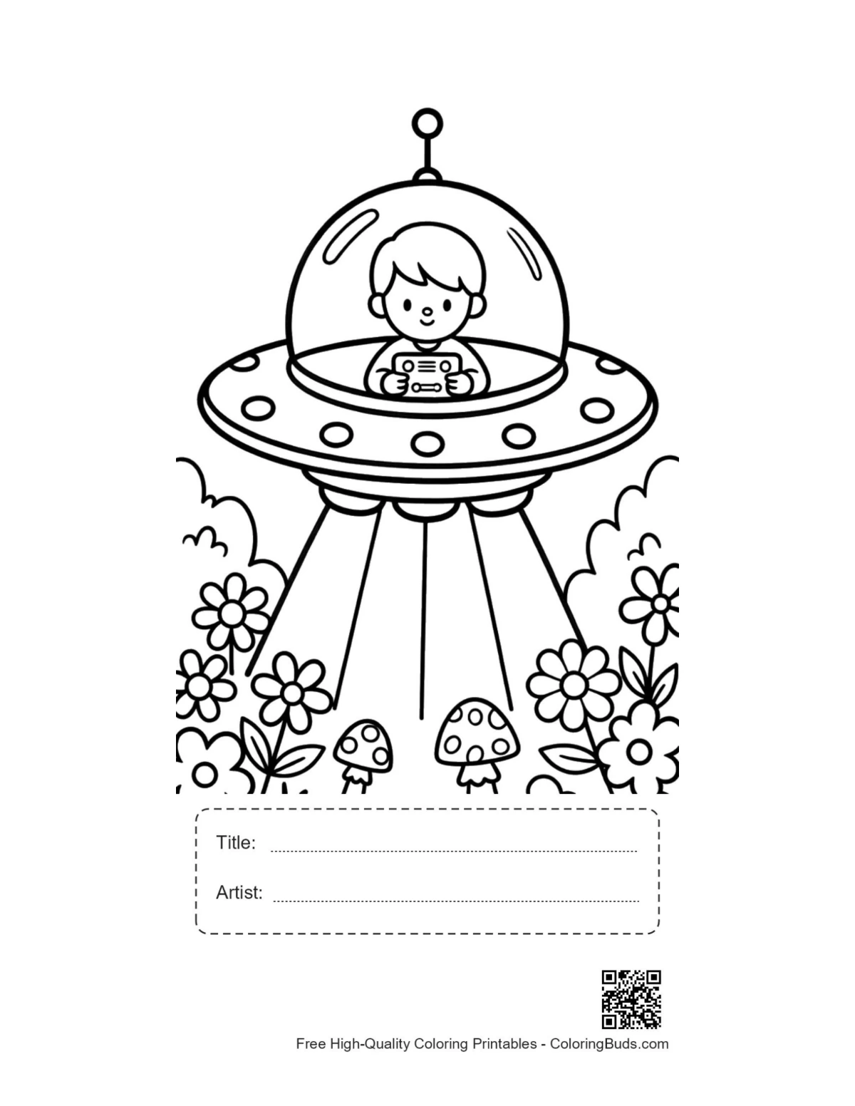 Cute UFO printable with title artist box