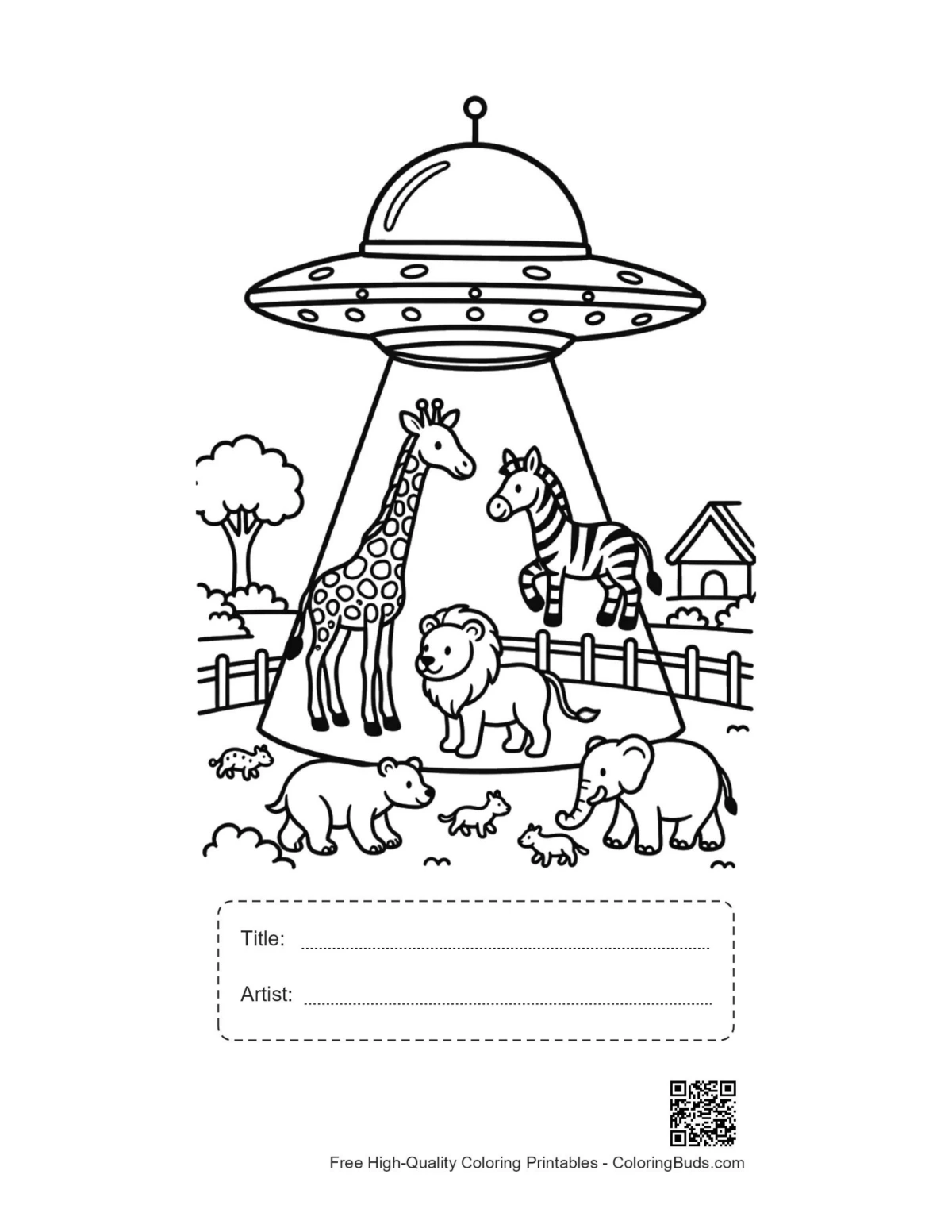 Cute UFO printable with title box