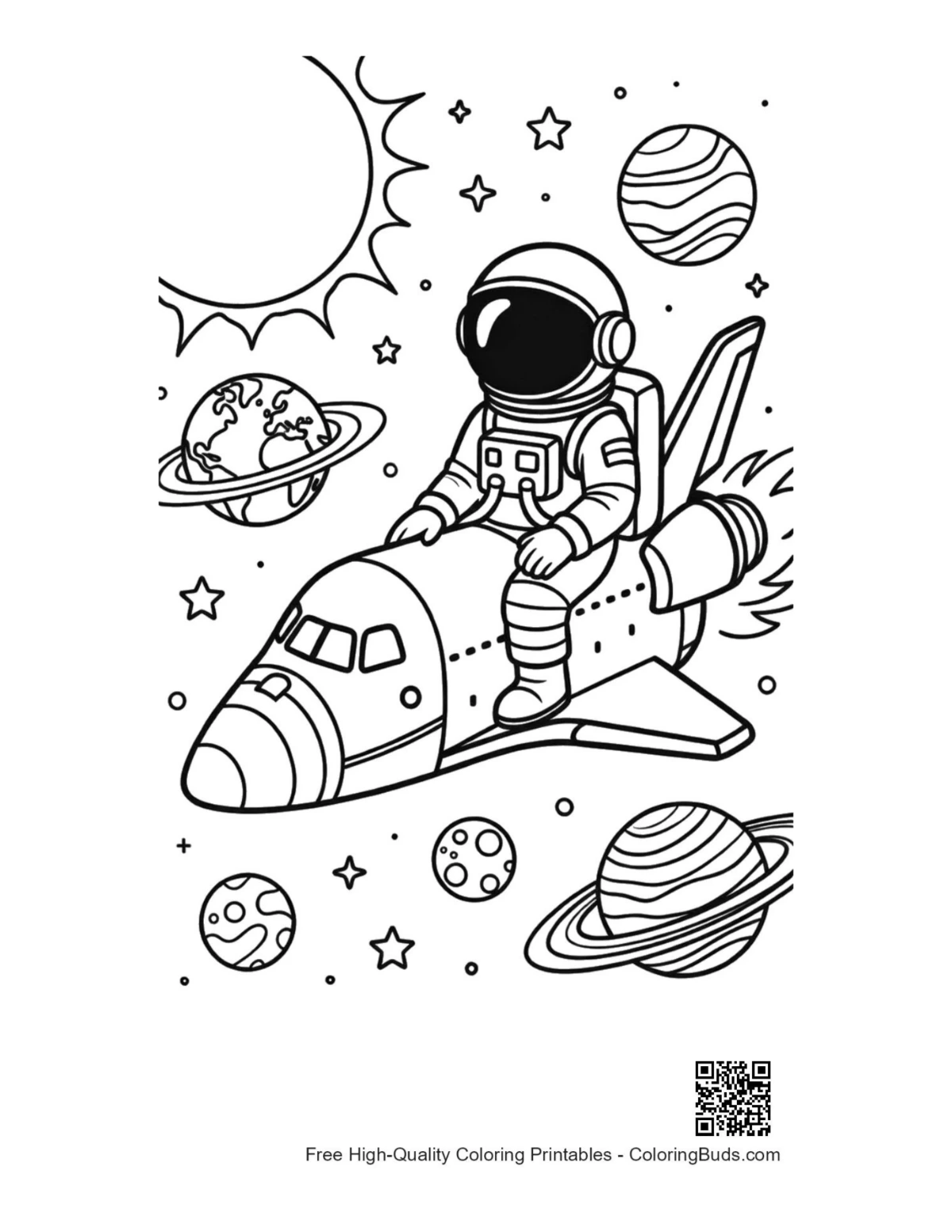 Free space shuttle printable coloring page download