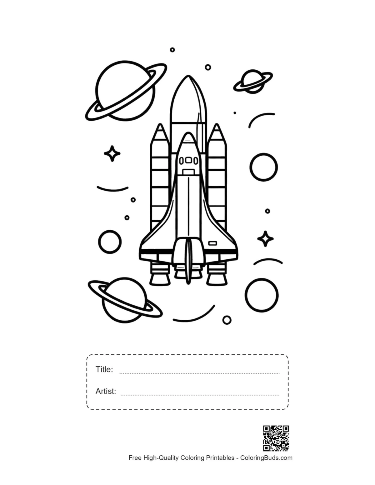 Easy space shuttle printable with title artist box
