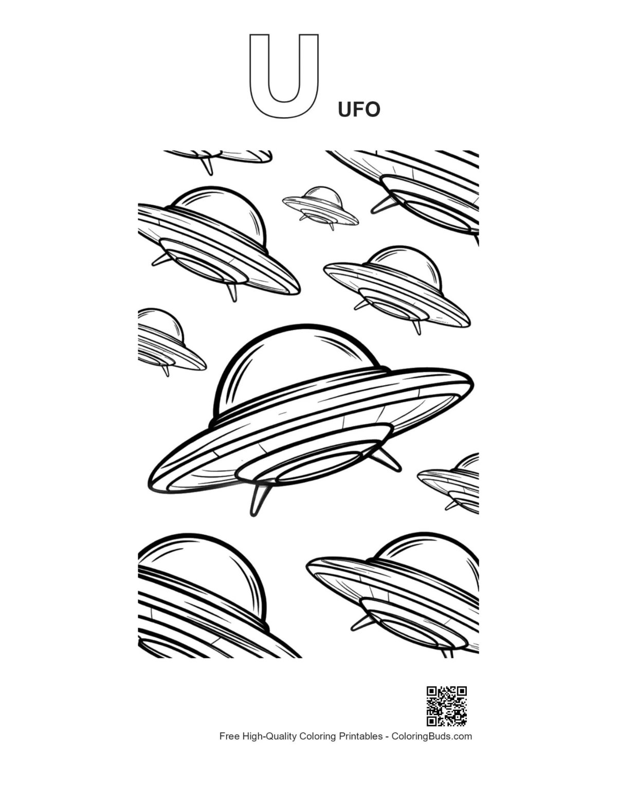 UFO fleet alphabet U coloring outline