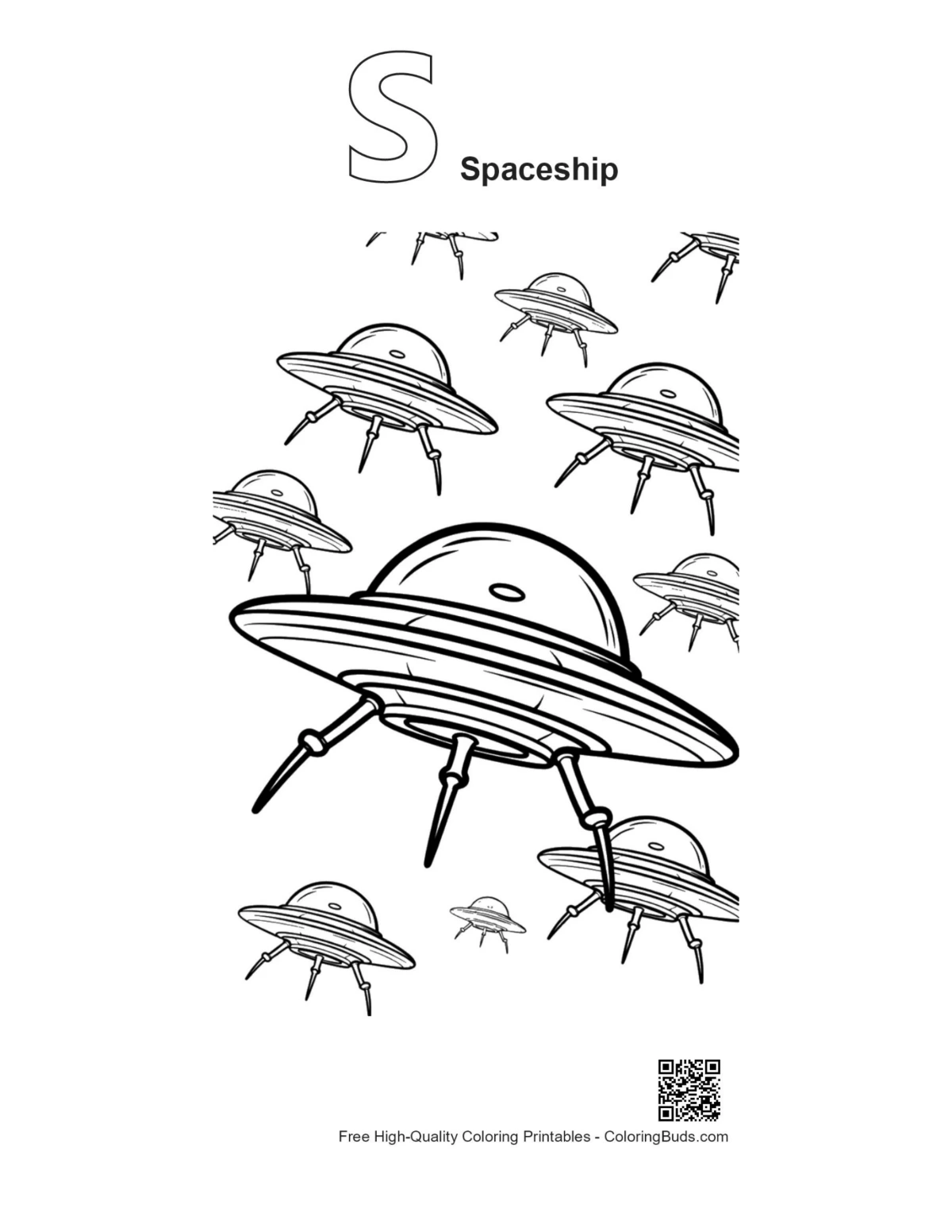 UFO fleet sketch with S spaceship outline