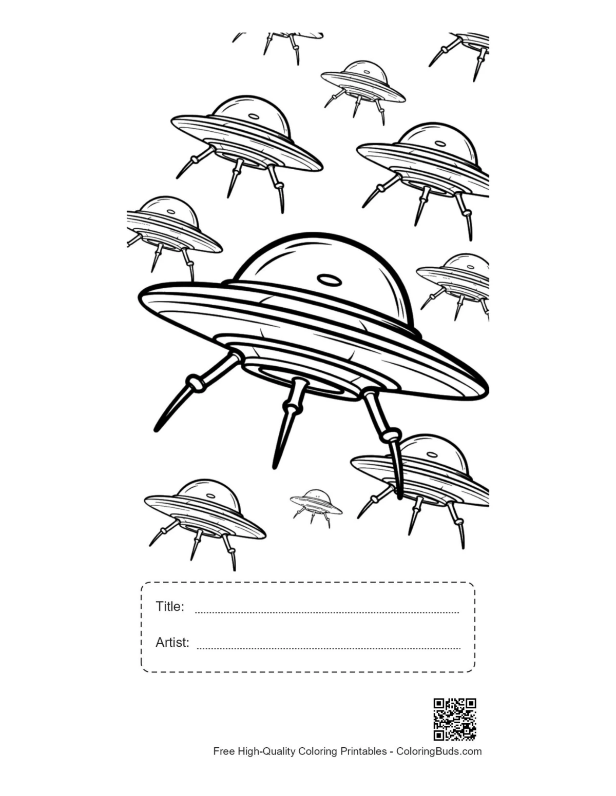 UFO fleet sketch printable with title box