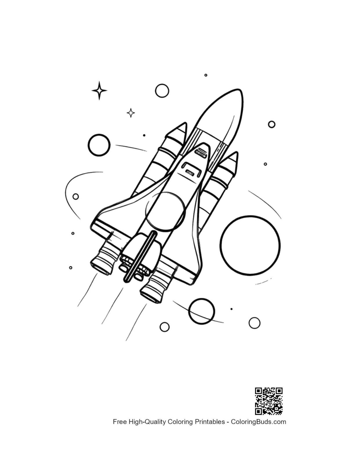 Free printable space shuttle coloring sheet