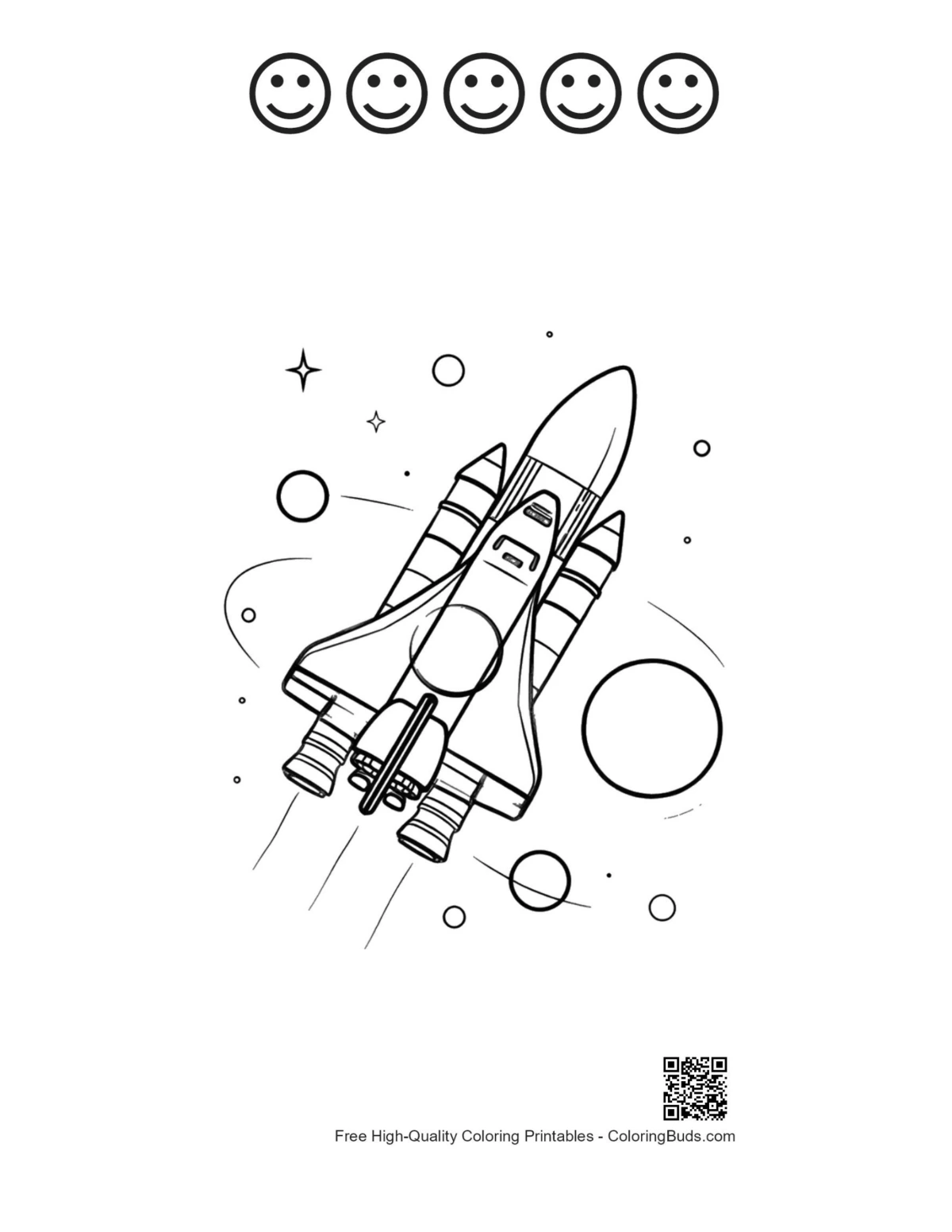 Space shuttle sheet with happy faces