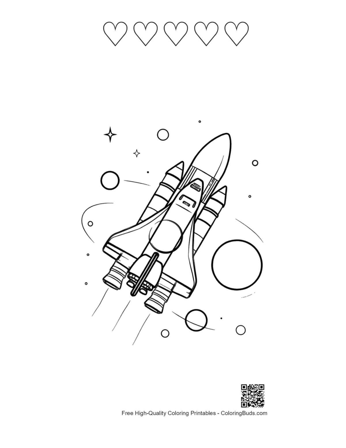 Shuttle coloring with heart outlines