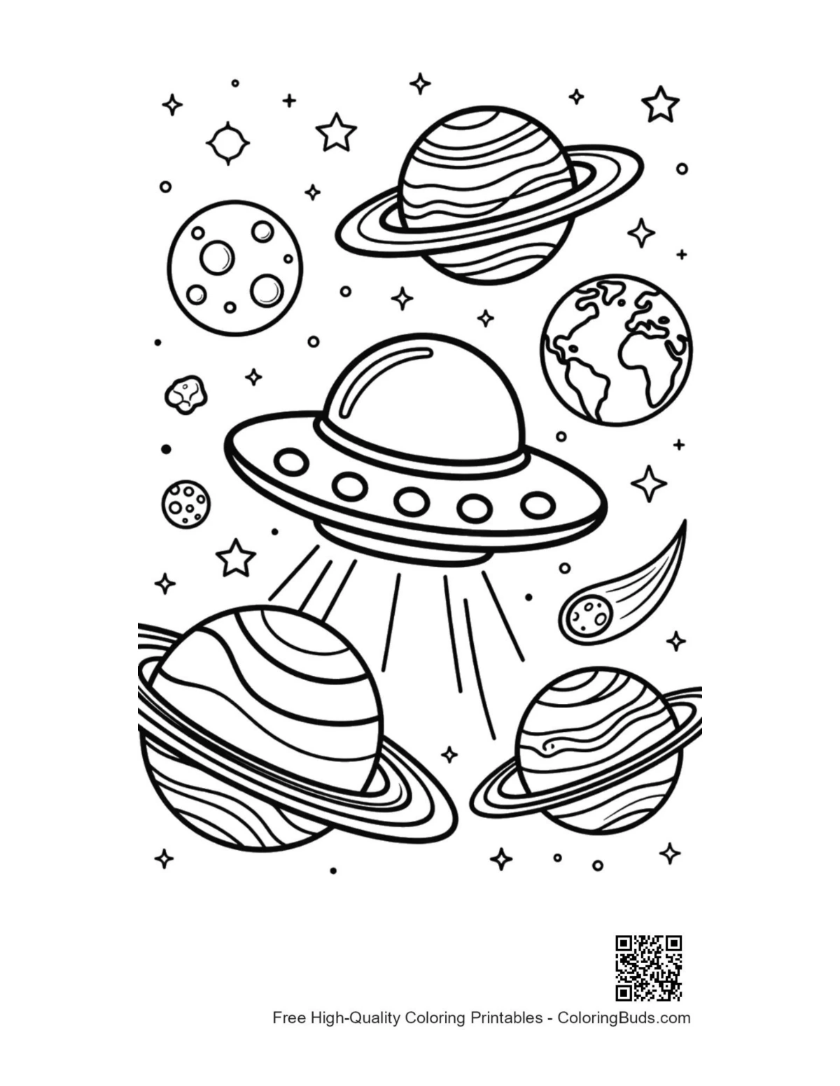 Free UFO coloring page printable