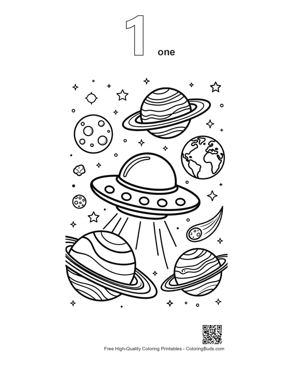 First UFO coloring page printable outline