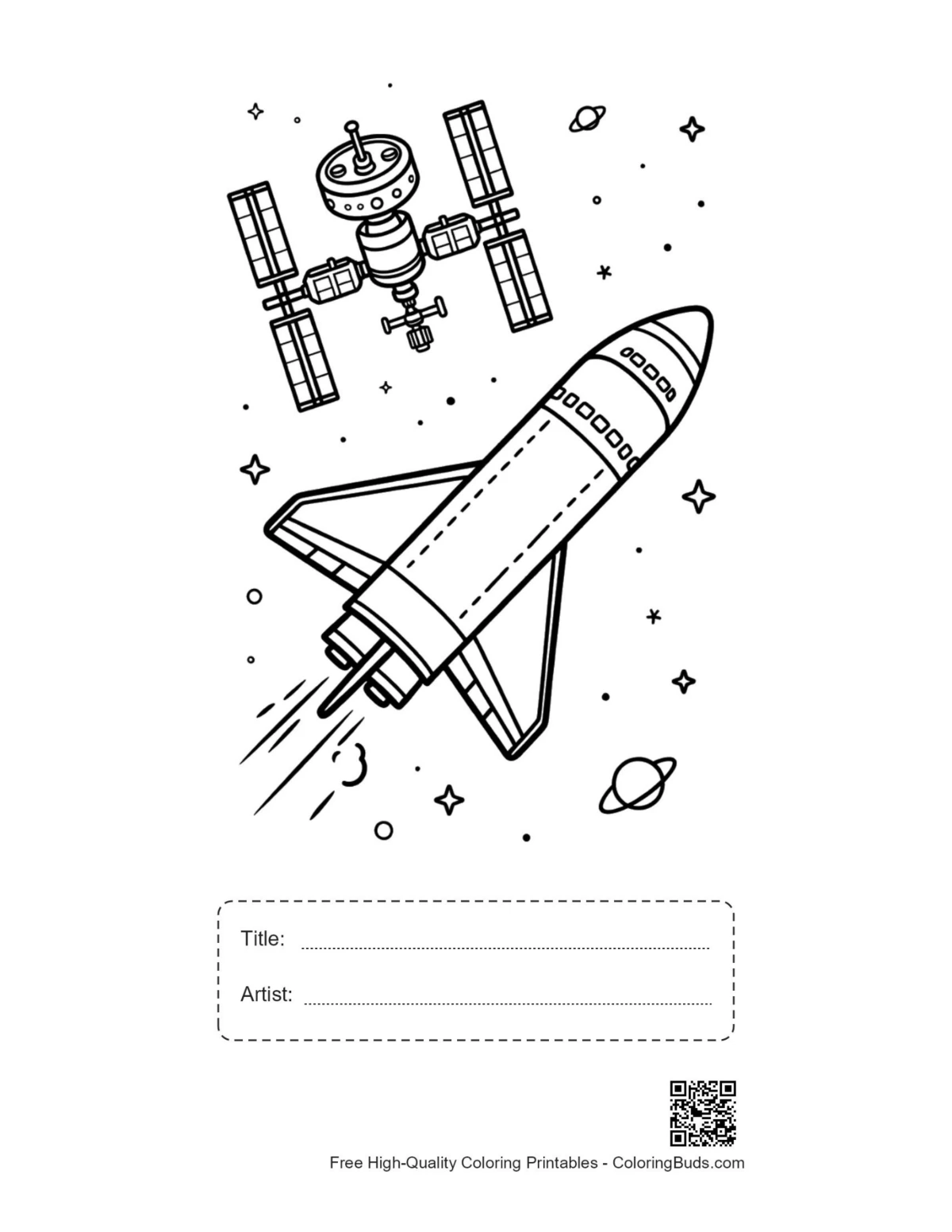 Space shuttle printable with title and artist space