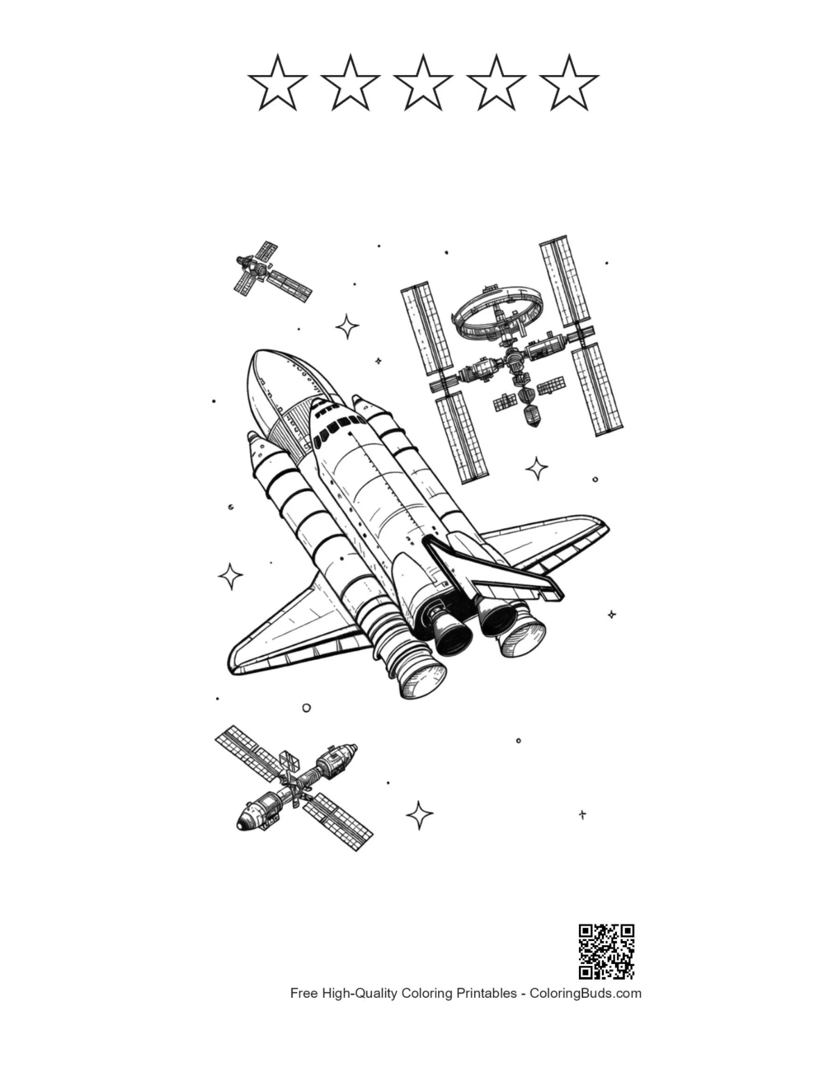 Space shuttle ISS docking printable with 5 star outlines