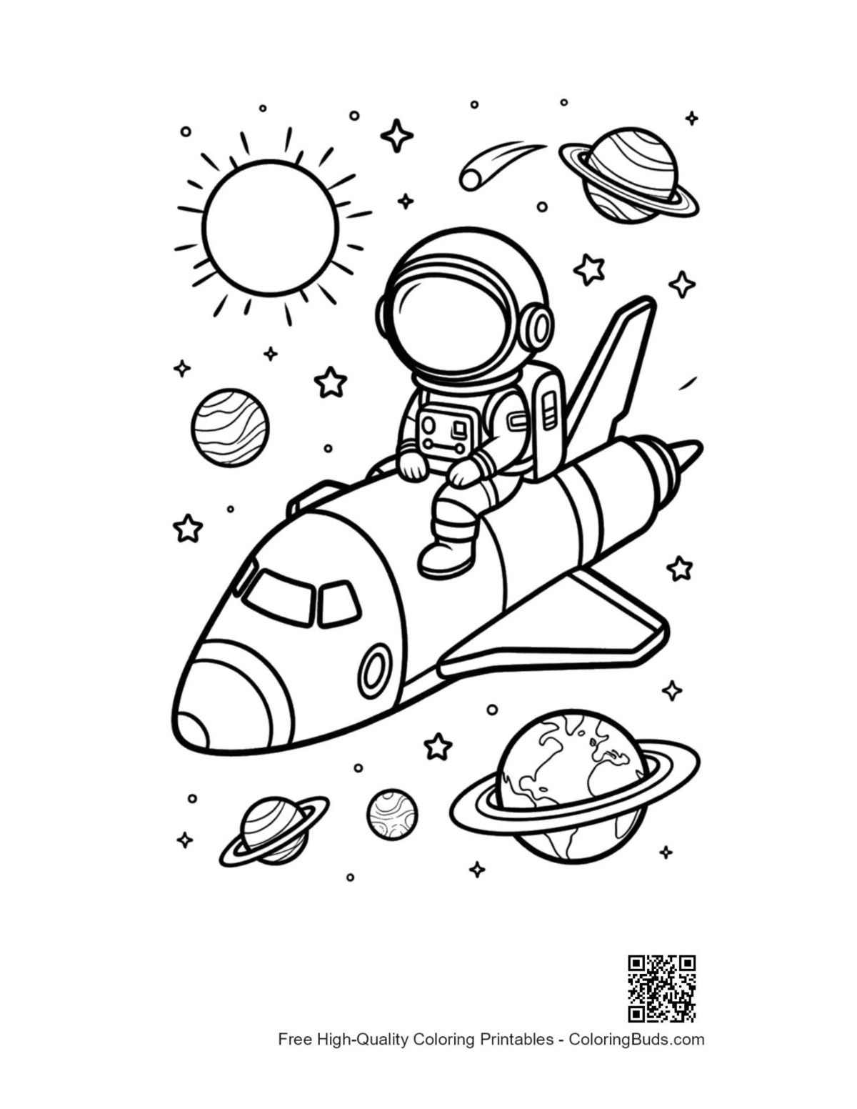 Space shuttle solar system coloring printable