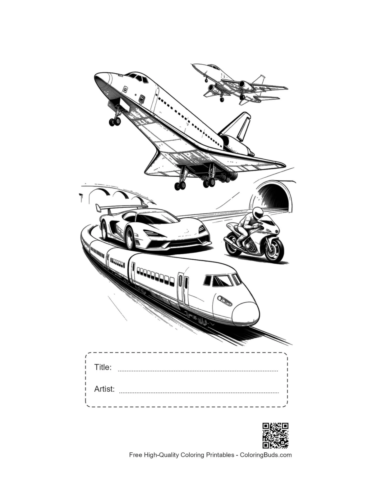 Printable space shuttle sheet with title box