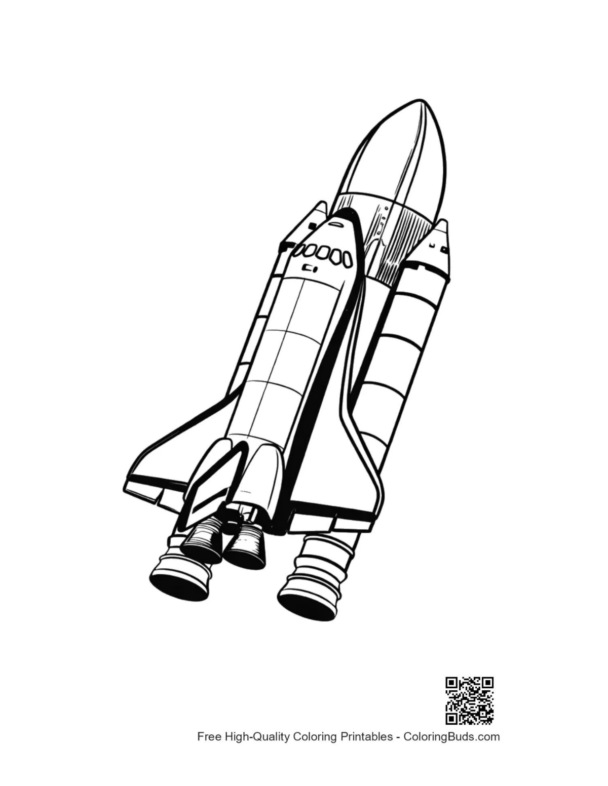 Space shuttle launch outline coloring page