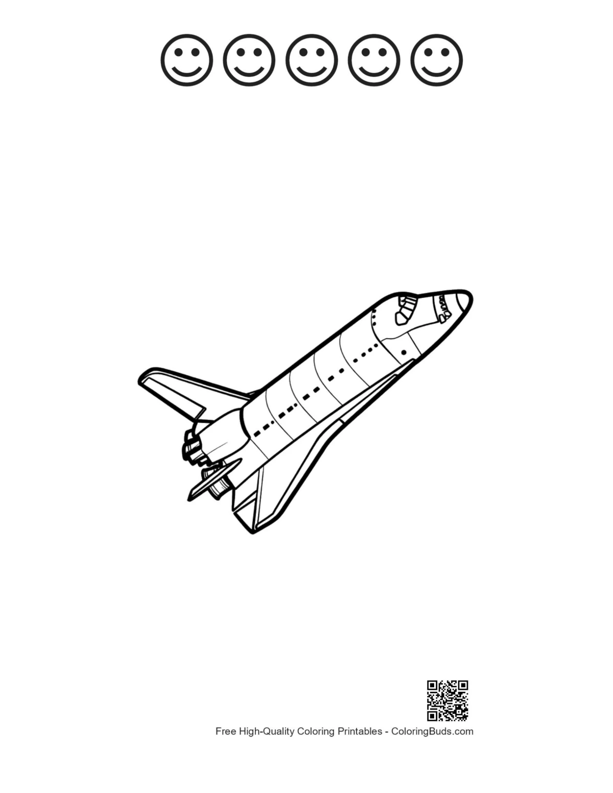 Space shuttle launch with happy faces outline sheet