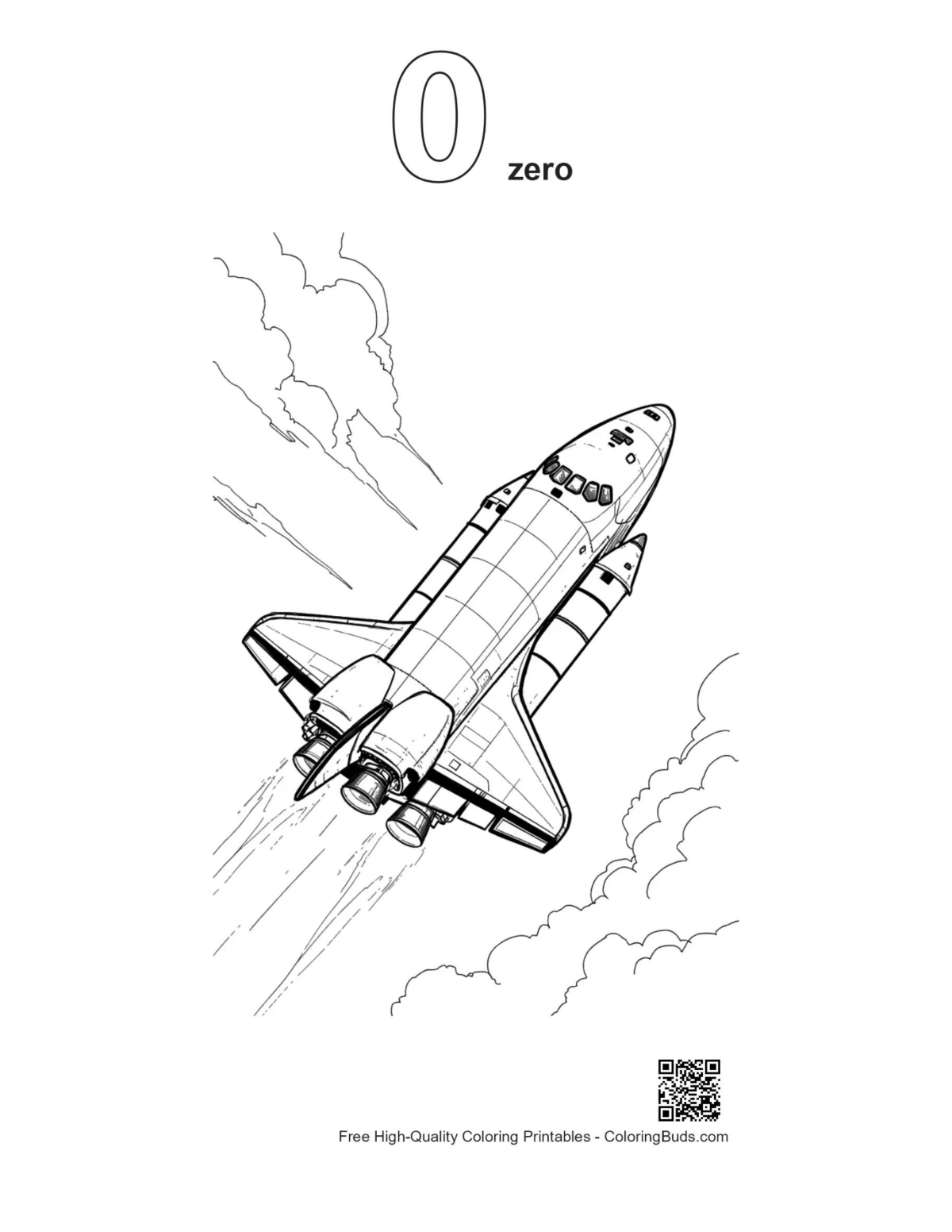 Space Shuttle clouds outline coloring page number 0