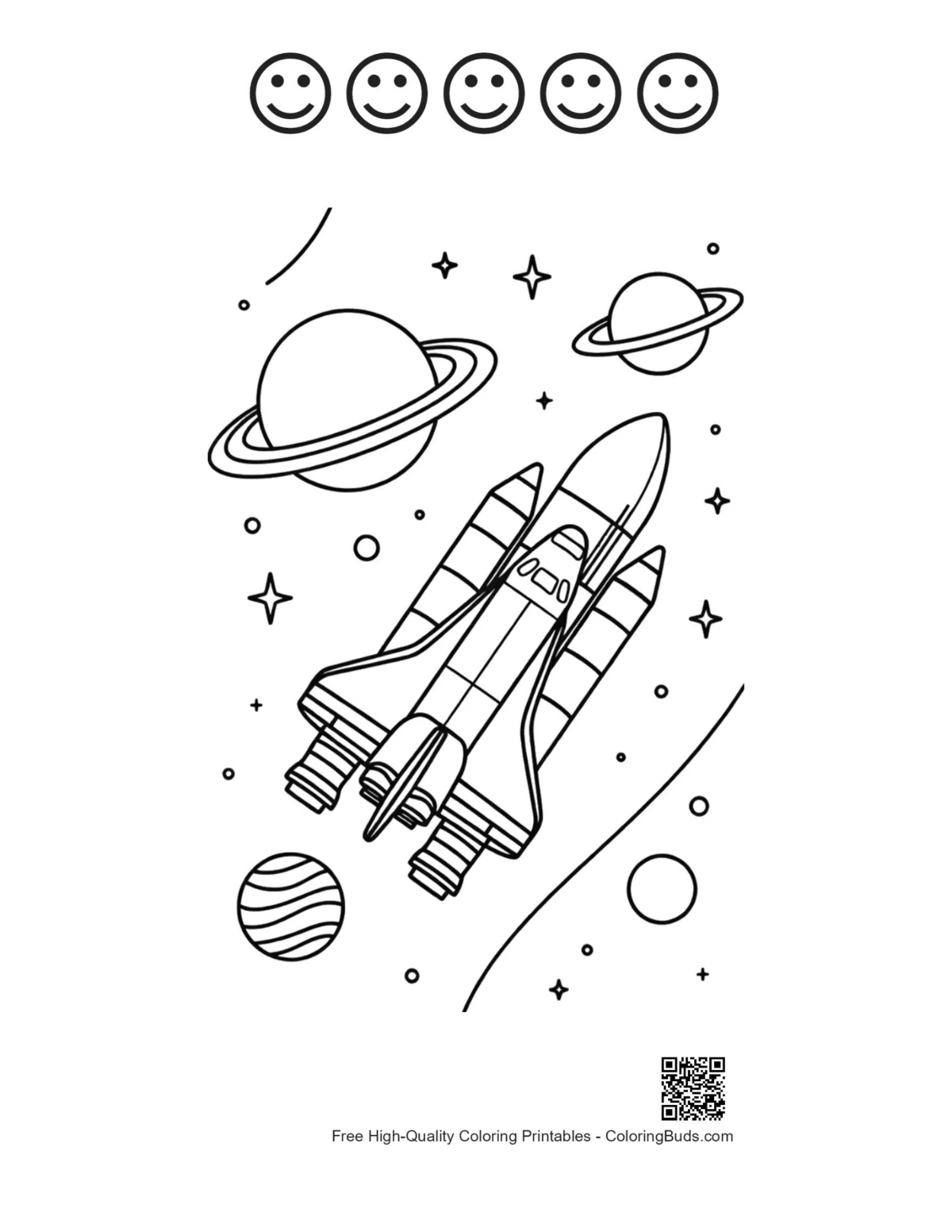 Space shuttle printable with happy faces