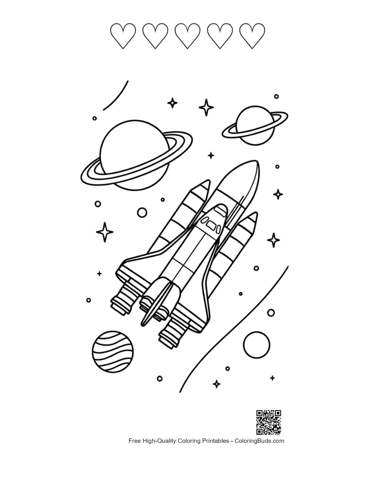 Shuttle moon sheet with heart outlines