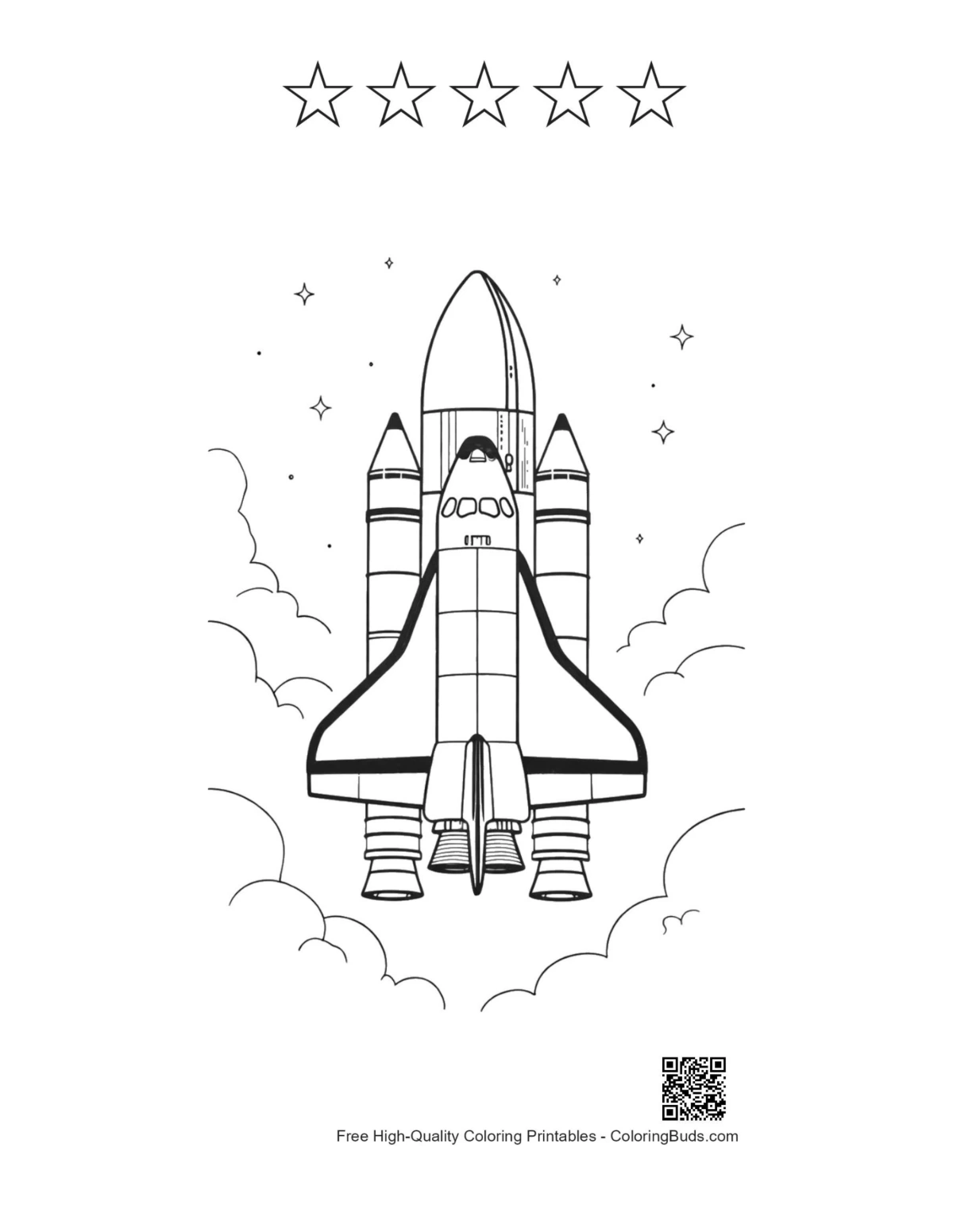 Space Shuttle printable with 5-star rating outline