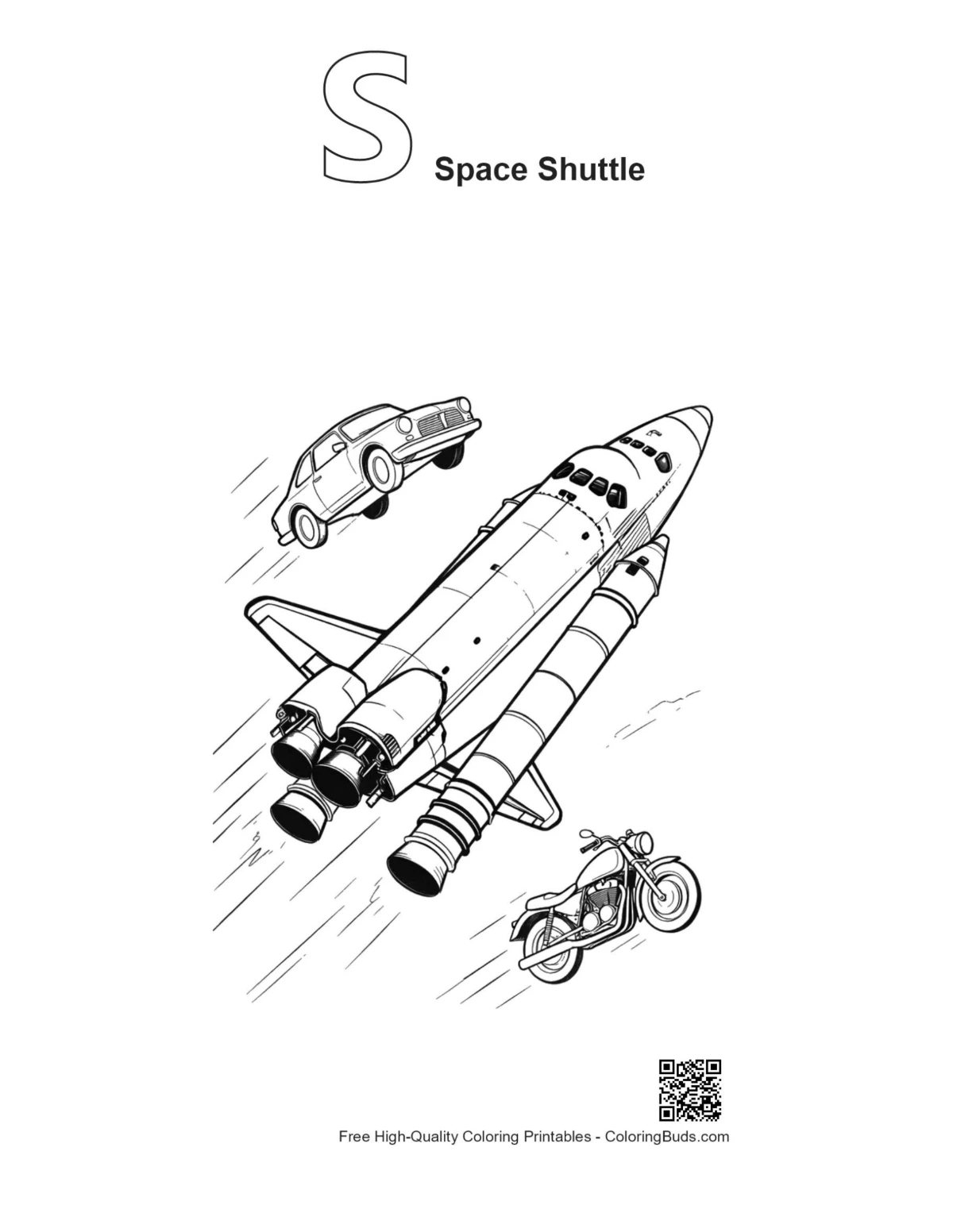 Space Shuttle racing outline with letter S