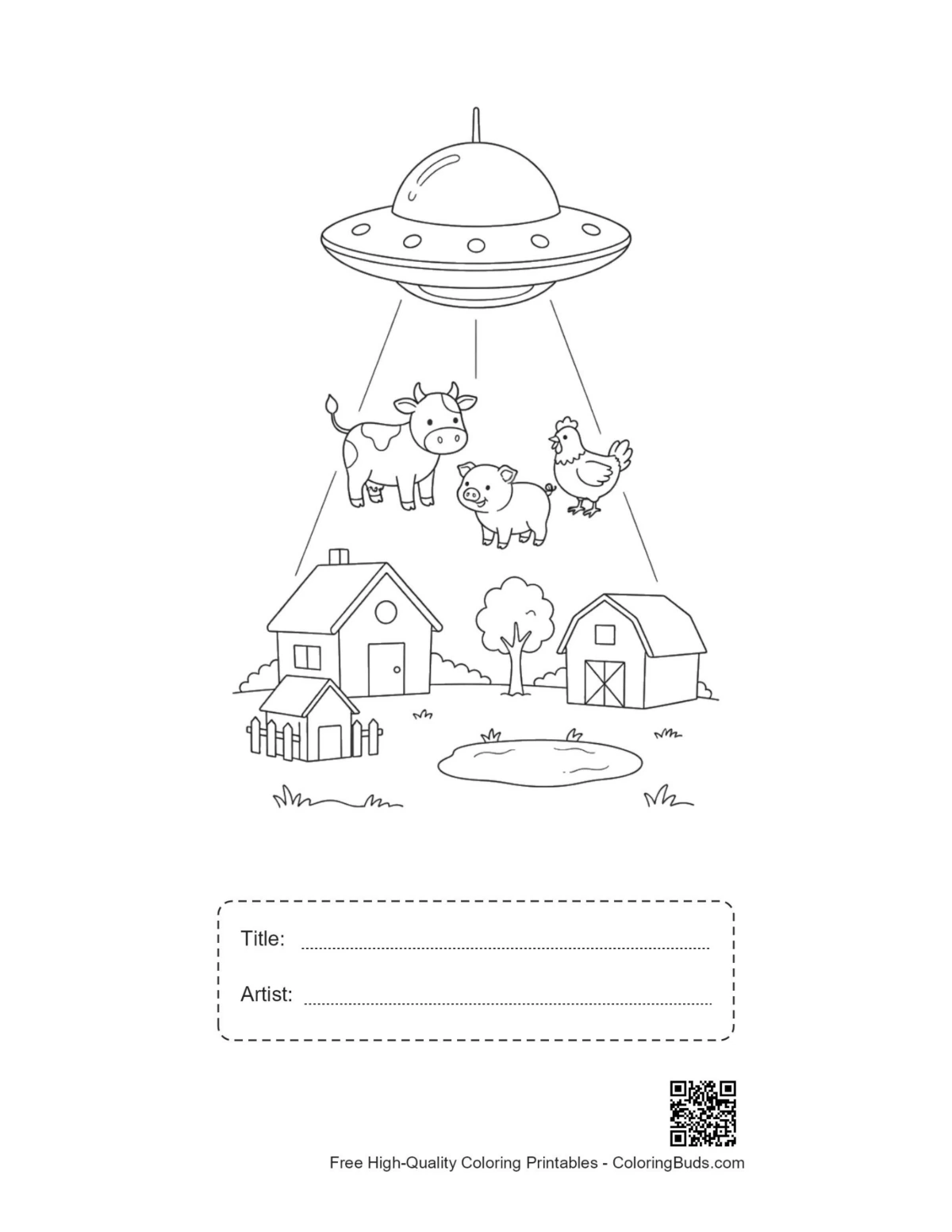 UFO cows printable with title artist box
