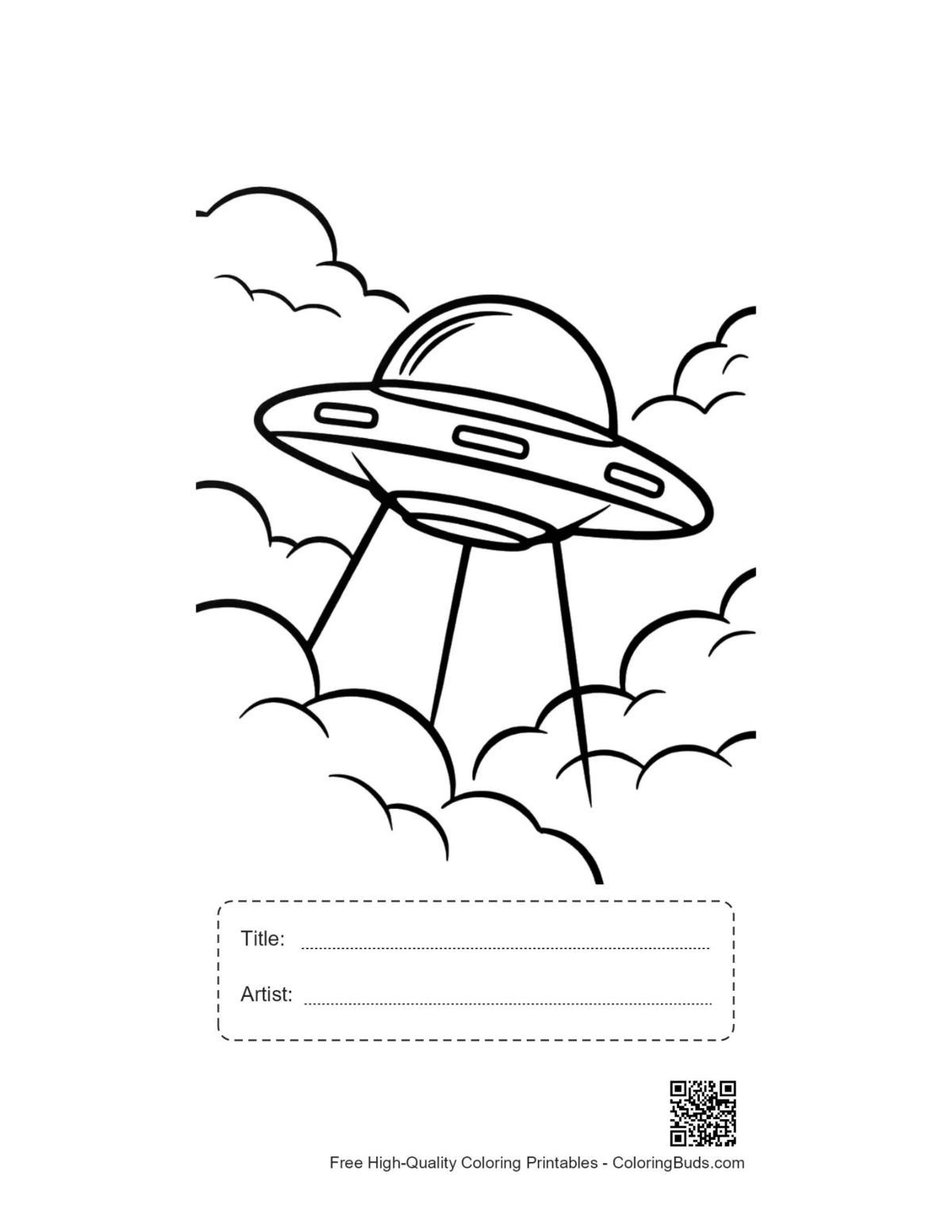 Printable UFO clouds sheet with title box