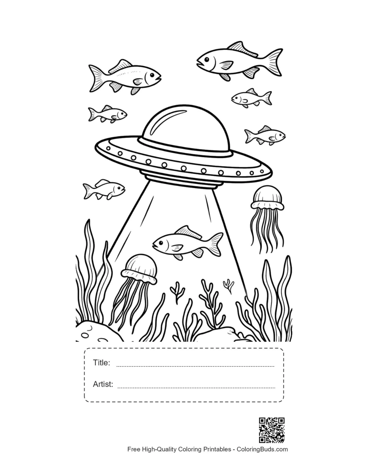 UFO printable with title artist box